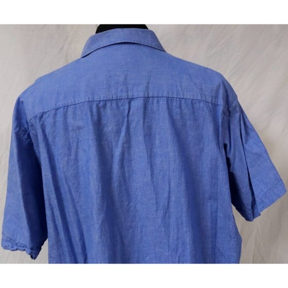 Ely Big Man 3X Big 19.5 Blue Short Sleeve Button Up Western Chambray Shirt - Picture 8 of 11